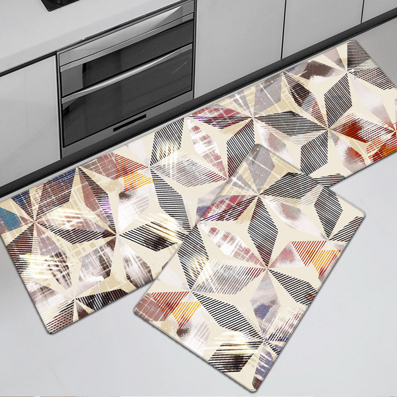 European and American Abstract floor mat waterproof and oil-proof PVC foamed leather kitchen floor mat thickened oil-proof and water-proof