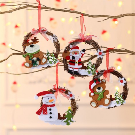 Christmas decorations small Wreath Christmas rattan wreath party window decoration small pendant