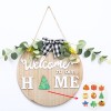 DIY replaceable pattern wooden bow welcome doorplate Christmas Halloween home door hanging decoration