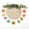 DIY replaceable pattern wooden bow welcome doorplate Christmas Halloween home door hanging decoration