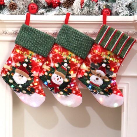LED light-emitting large Christmas stockings Christmas decorations Christmas children's gift bag gift bag