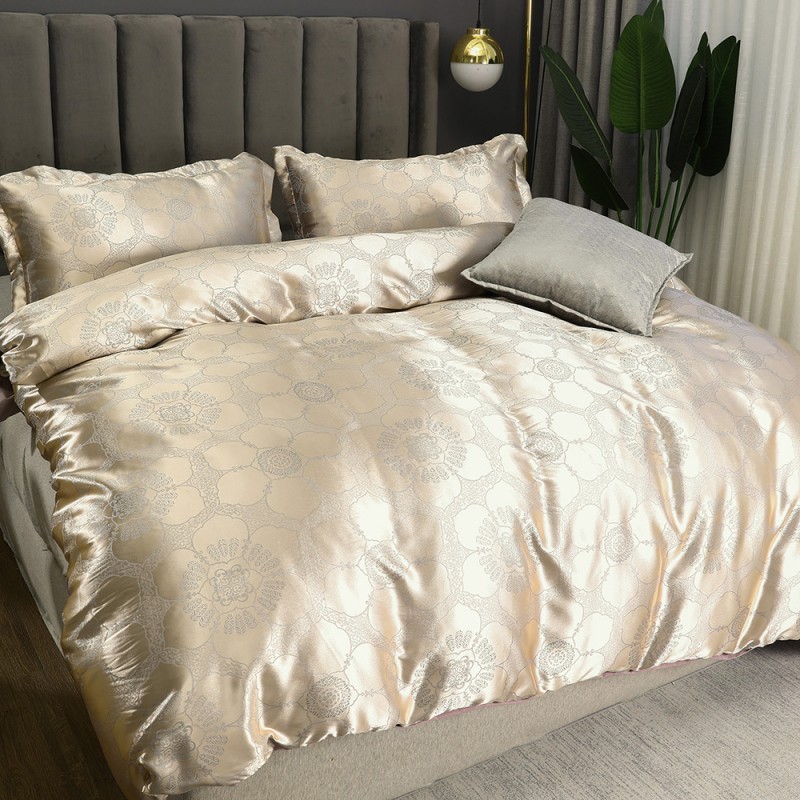 Bedding European Court yellow geometric stripe jacquard ice three or four piece set