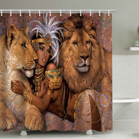 Shower curtain shower curtain African women lion shower curtain bathroom curtain Polyester Waterproof Shower Curtain