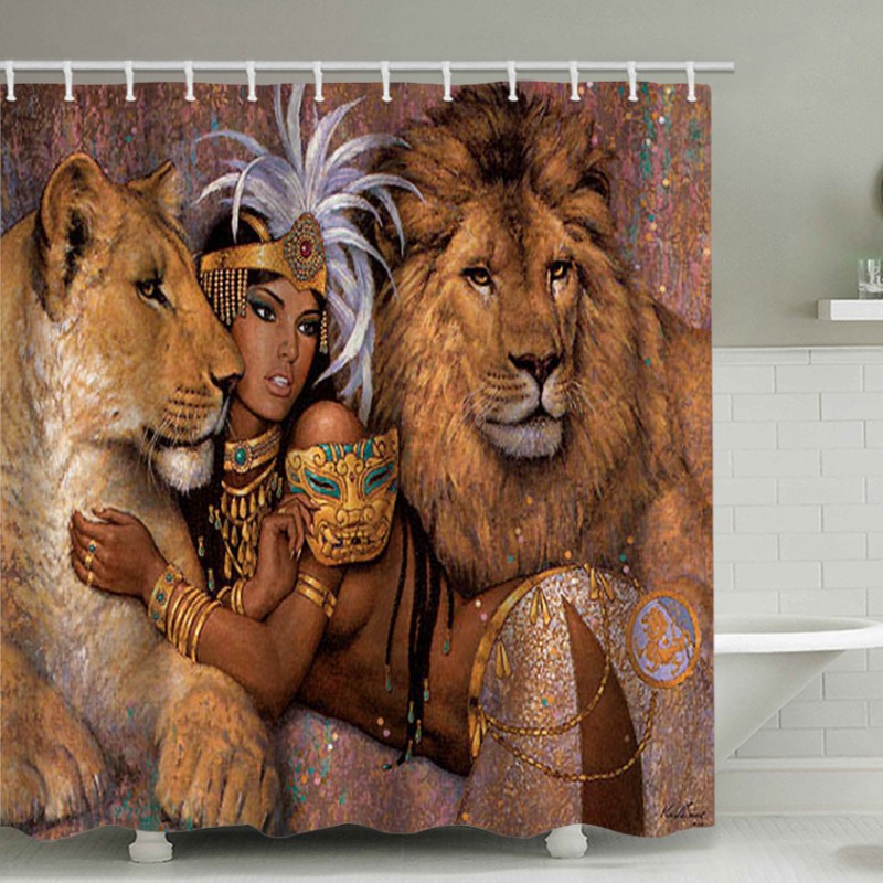 Shower curtain shower curtain African women lion shower curtain bathroom curtain Polyester Waterproof Shower Curtain