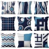 Geometric Pillow Cover Blue Gray geometric wave lattice pillow cover haze blue peach skin velvet pillow cover