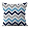 Geometric Pillow Cover Blue Gray geometric wave lattice pillow cover haze blue peach skin velvet pillow cover
