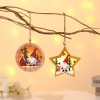 Santa Claus forest wooden luminous pendant Christmas tree ornament round five pointed star Pendant
