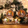 Santa Claus forest wooden luminous pendant Christmas tree ornament round five pointed star Pendant