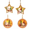 Santa Claus forest wooden luminous pendant Christmas tree ornament round five pointed star Pendant