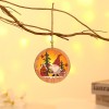 Santa Claus forest wooden luminous pendant Christmas tree ornament round five pointed star Pendant