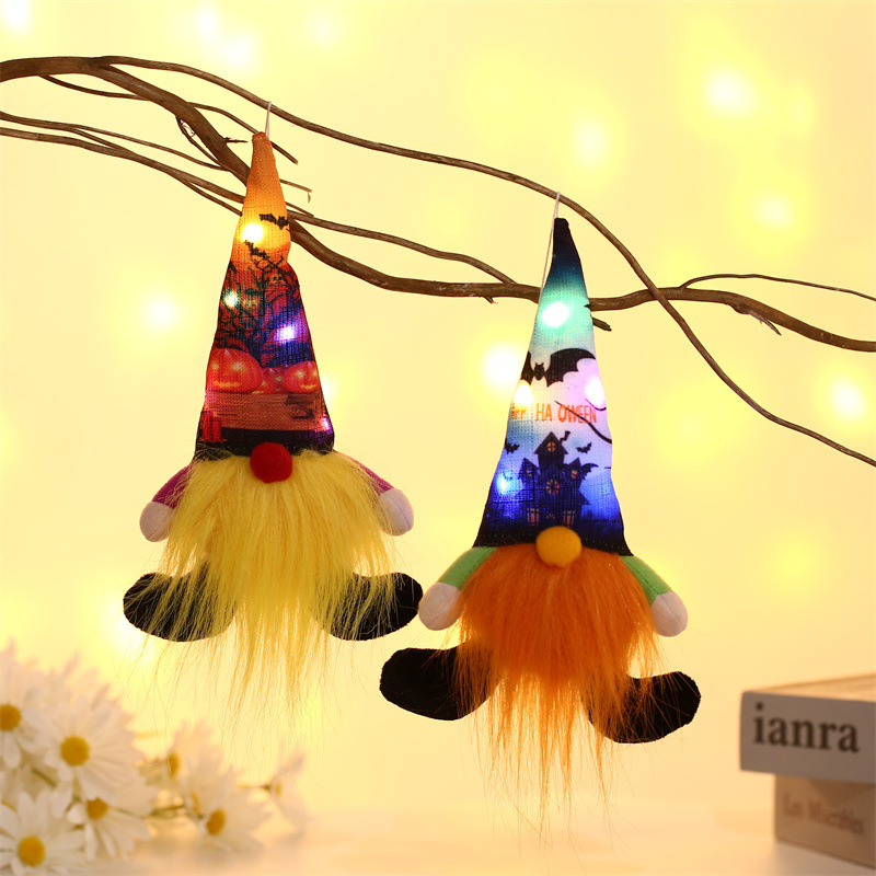 Halloween luminous faceless old Rudolph pendant ornament dwarf doll ornament