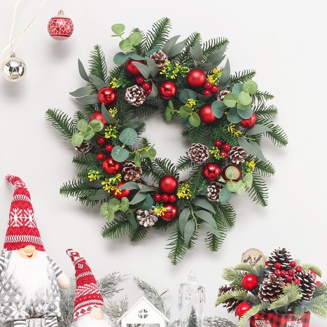 Eucalyptus leaf Christmas ball simulation Wreath Christmas decorations wall hanging door hanging