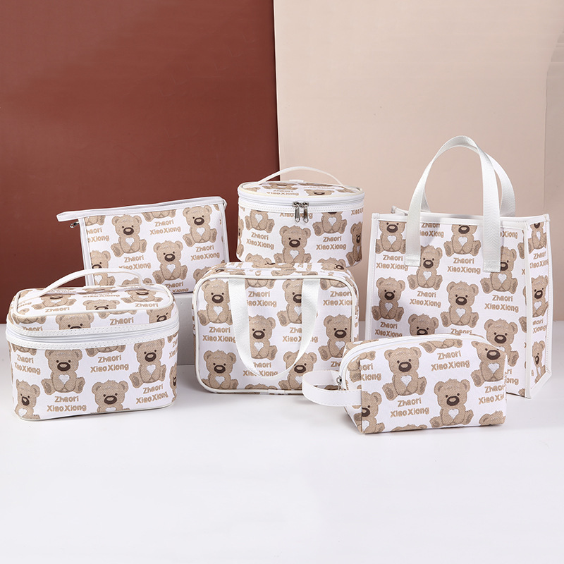 Japan and South Korea net red cute bear portable cosmetic bag large capacity cosmetic storage bag travel handbag