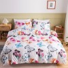 Active printing three piece set of European and American plant flower butterfly quilt cover pillow cover bedding