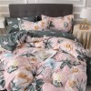 Active printing three piece set of European and American plant flower butterfly quilt cover pillow cover bedding