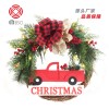 LED car wooden sign PE luminous Christmas Wreath Christmas decoration door Pendant