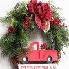 LED car wooden sign PE luminous Christmas Wreath Christmas decoration door Pendant