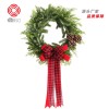 Plaid ribbon PE pine cone Wreath Christmas decorations hotel wall hanging door hanging
