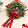 Plaid ribbon PE pine cone Wreath Christmas decorations hotel wall hanging door hanging