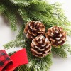 Plaid ribbon PE pine cone Wreath Christmas decorations hotel wall hanging door hanging