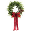 Plaid ribbon PE pine cone Wreath Christmas decorations hotel wall hanging door hanging