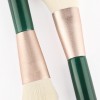 9 dark green cosmetic brush set with white wool green handle