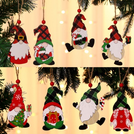 Christmas decorations painted wooden pendant Christmas tree faceless old man Rudolph pattern Pendant
