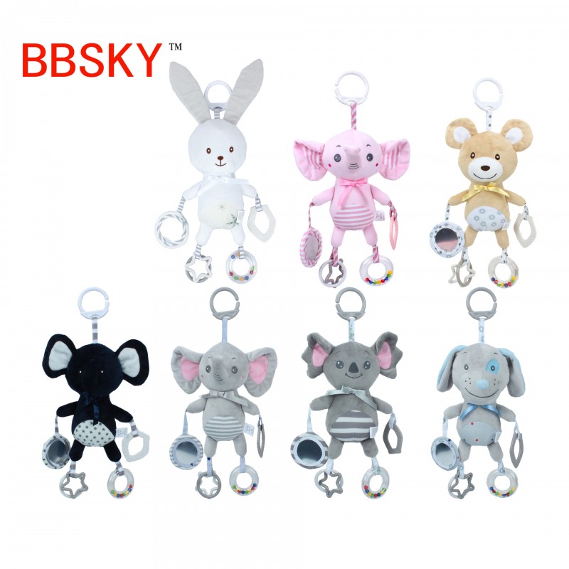 Cute cartoon animal elephant koala white rabbit baby plush toy bed trailer hanging manufacturer