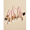 Bai Mei boat 11 makeup brush sets, pink gold, small fan-shaped eye shadow brushes, beauty tools, wooden handle foundation brushes.