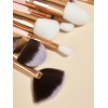 Bai Mei boat 11 makeup brush sets, pink gold, small fan-shaped eye shadow brushes, beauty tools, wooden handle foundation brushes.
