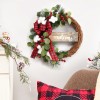Plaid welcome wooden card Christmas Wreath Christmas decorations pendant door hanging