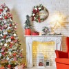 Plaid welcome wooden card Christmas Wreath Christmas decorations pendant door hanging