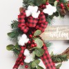 Plaid welcome wooden card Christmas Wreath Christmas decorations pendant door hanging