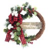 Plaid welcome wooden card Christmas Wreath Christmas decorations pendant door hanging