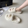 European and American metal chain thick-soled wool slippers women's 42 large size flat-heeled warm flip-flops