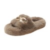 European and American metal chain thick-soled wool slippers women's 42 large size flat-heeled warm flip-flops