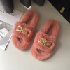 European and American metal chain thick-soled wool slippers women's 42 large size flat-heeled warm flip-flops