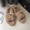 European and American metal chain thick-soled wool slippers women's 42 large size flat-heeled warm flip-flops