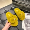 Large size bowknot plush slippers women thick-soled rhinestone warm plush flip-flops