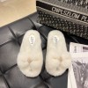 Large size bowknot plush slippers women thick-soled rhinestone warm plush flip-flops