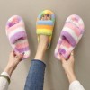 Colored plush slippers for fall/winter women's 42 large size flat-bottomed warm plush slippers