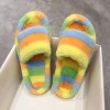 Colored plush slippers for fall/winter women's 42 large size flat-bottomed warm plush slippers