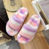 Colored plush slippers for fall/winter women's 42 large size flat-bottomed warm plush slippers