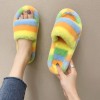 Colored plush slippers for fall/winter women's 42 large size flat-bottomed warm plush slippers