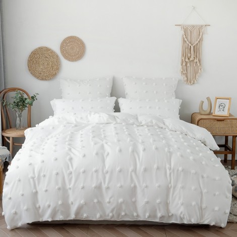 Bedding bedding craft solid color flower cut dot wool ball home textile three piece set