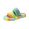 42 plus size plush slippers women autumn and winter Korean fashion platform rainbow color one-word slippers women