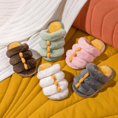 Children cotton slippers Winter parent-child drag home non-slip cotton shoes for boys and girls