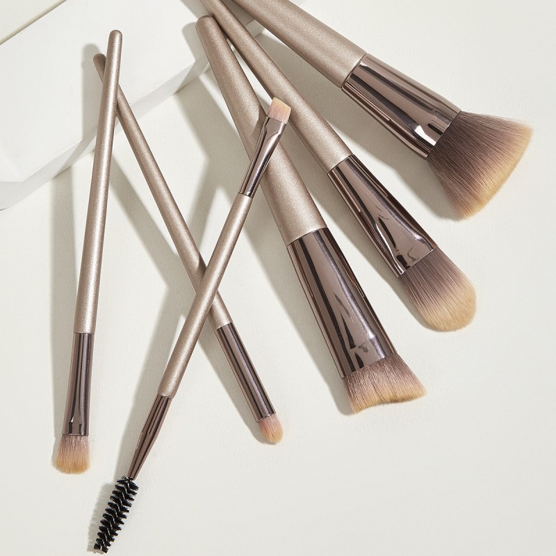 The charm boat 6 makeup brushes champagne, Jin Mu handle color makeup brush, set up beauty tools 6 eye shadow brushes.