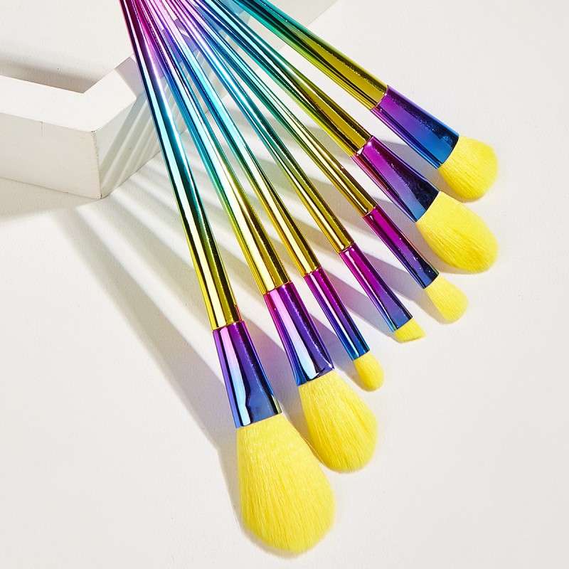 Baimeichuan 7 Makeup Brushes Set Diamond colorful yellow hair makeup brushes set beauty tools 7 beauty brushes