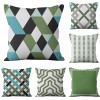 Green geometric pillowcase Nordic simple short plush pillowcase sofa living room decorative cushion cover
